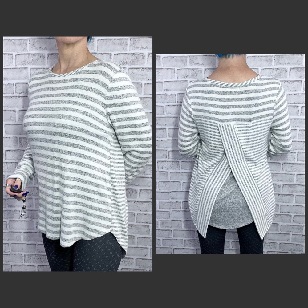 NWOT |•PEYTON PRIMROSE•| Super SOFT Oversize Split Back Striped Long Sleeve
